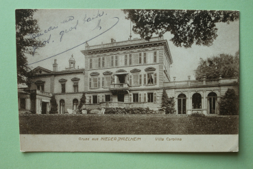 Ansichtskarte AK Gruß aus Nieder Ingelheim 1919 Villa Carolina Architektur Ortsansicht Rheinland Pfalz